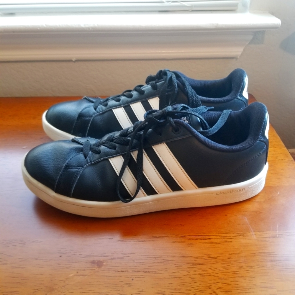 Adidas black leather women's sneakers